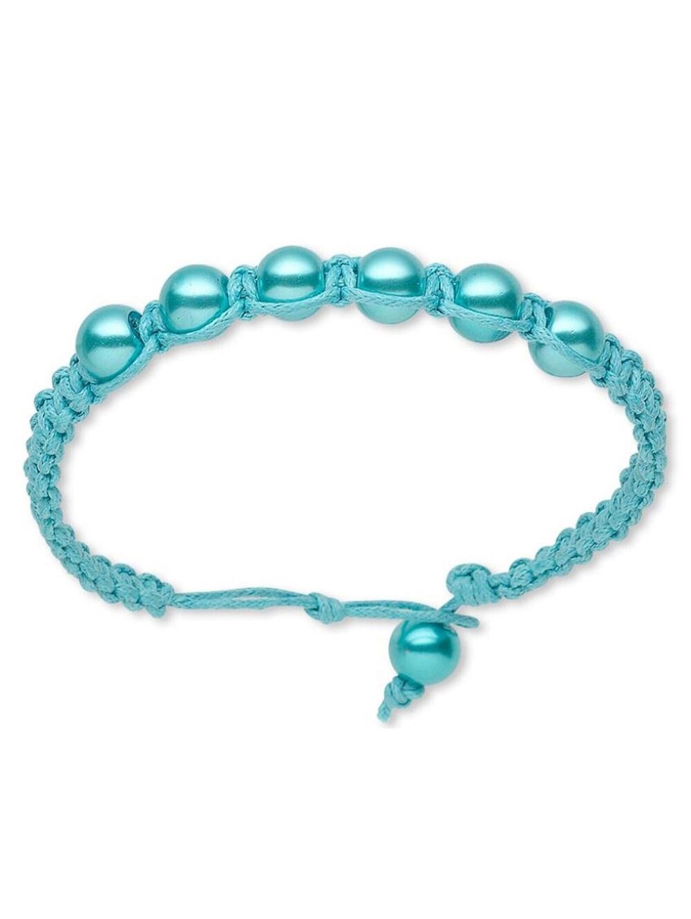Light Blue Glass Pearl Beads Shamballa Style Macrame Bracelet